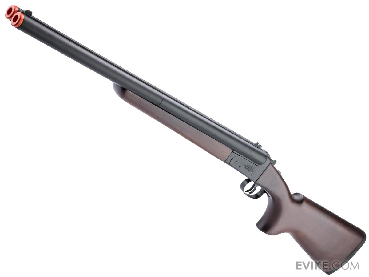 Hwasan Double Barrel Airsoft Gas Shotgun (Model: Real Wood Full Stock)